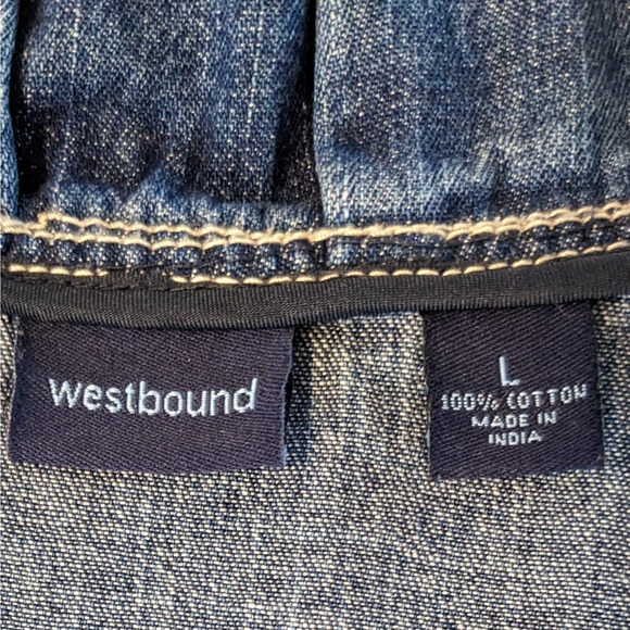 Westbound Blue Denim Ruffled Long Sleeve Jacket Women's Size L - Picture 6 of 7